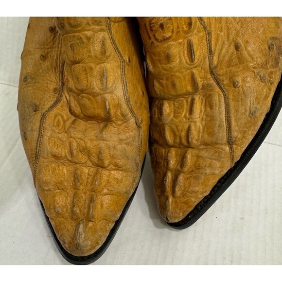 Vintage Jar Tan Full Quill Ostrich Mens Womens Leather Cowboy Boots size 9 - Picture 6 of 7